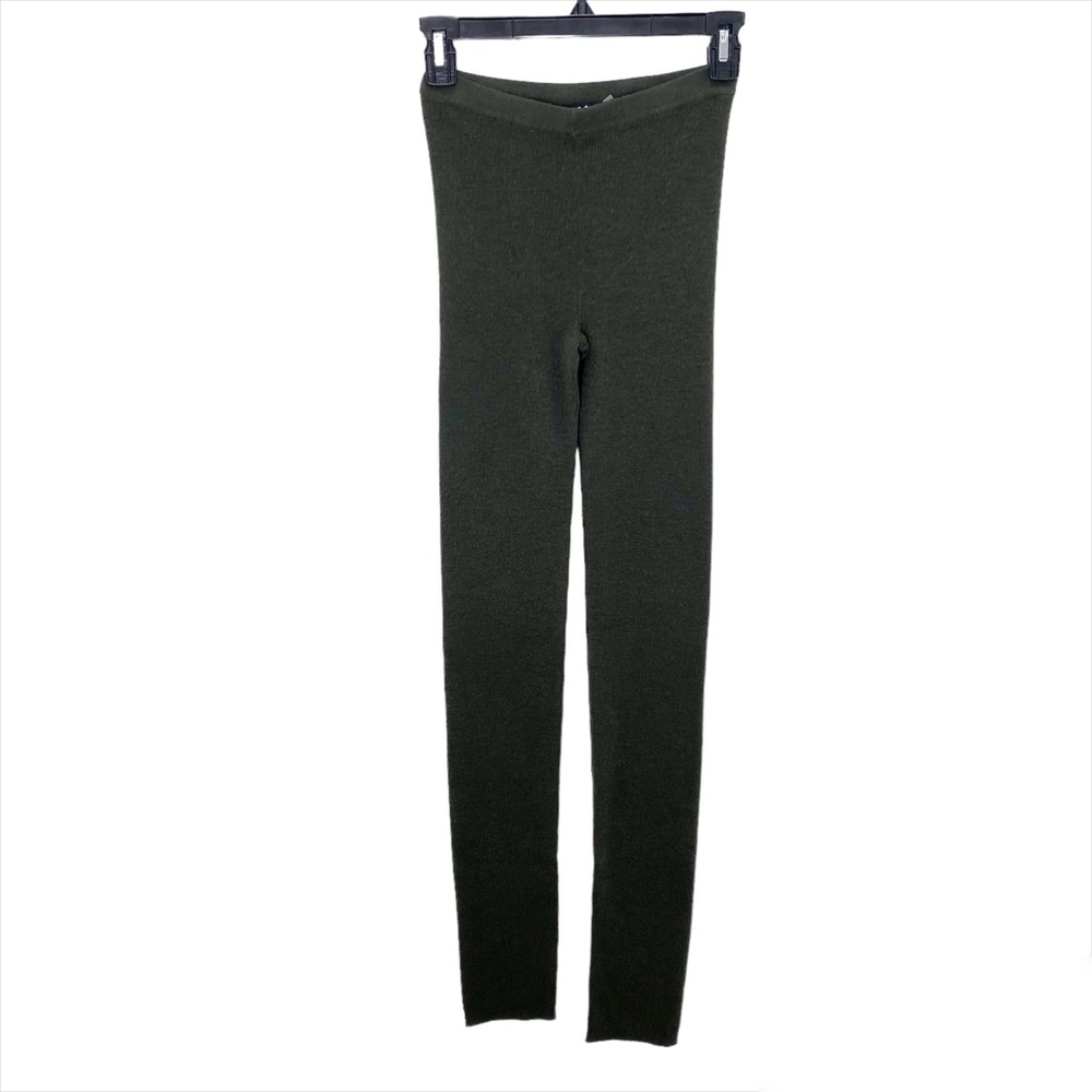 ALICE + OLIVIA Ronnie Wool Knit Ribbed Leggings Pants in Olive Green Size S